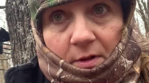 Mom hunting on a cold day