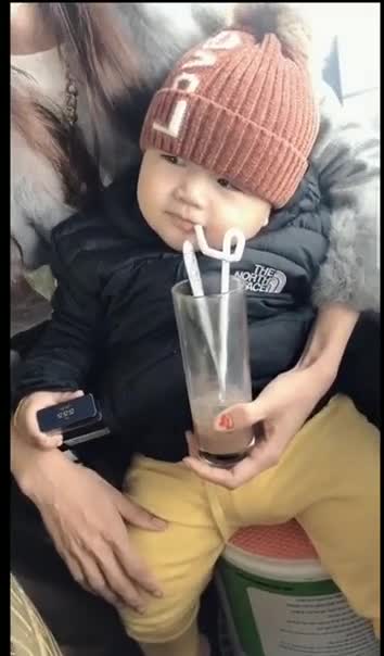 Bon did not drink but blew bubbles in the glass