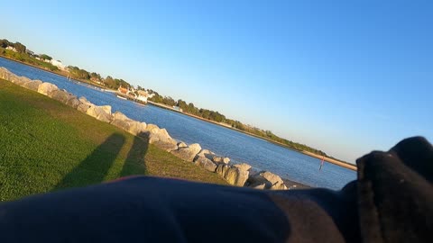 Moving the GoPro for a different angle and shot. Riverside.
