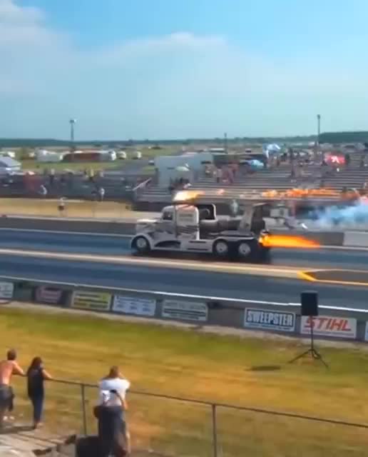 Drag racing monster truck vs suprise