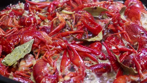 The strong garlic flavour of the crayfish