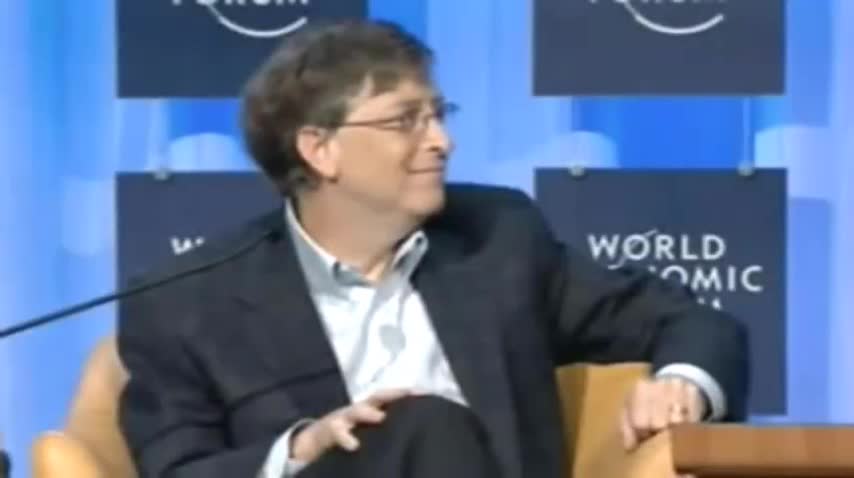 Bill Gates Klaus Schwab World Economic Forum Davos Switzerland
