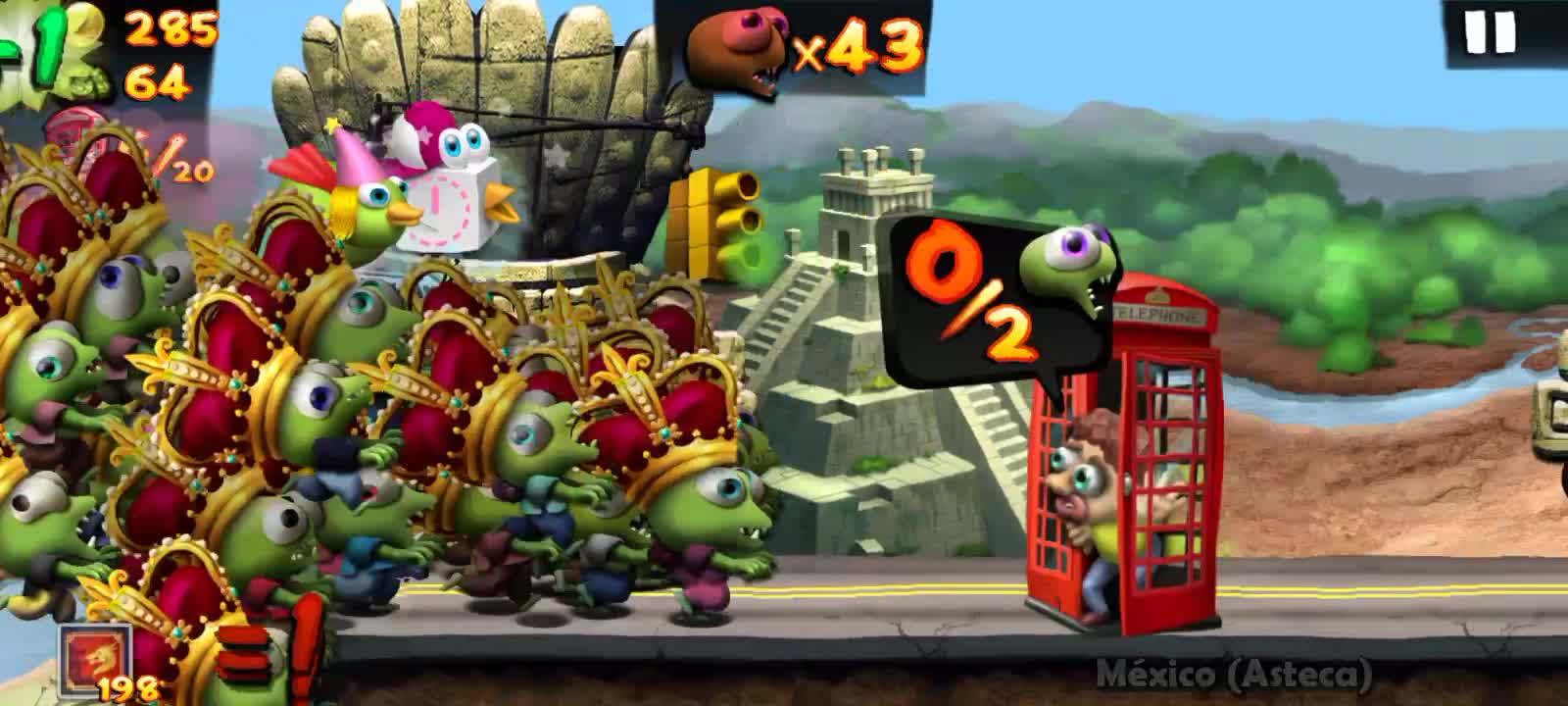 Playing a match with the hat unlocked in the Zombie Tsunami (ROYAL CROWN) game.