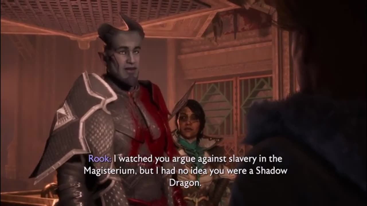 Dragon Age The Veilguard Neve Gallus romance with Male Qunari Shadow Dragon Hardened. Blighted.