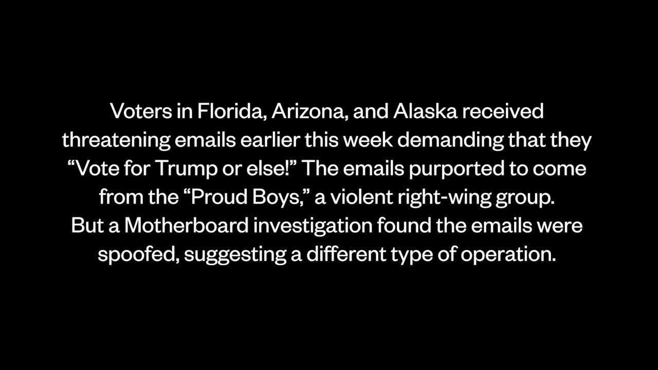 Part of Iranian Disinformation video sent to voters in Proud Boys Email operation