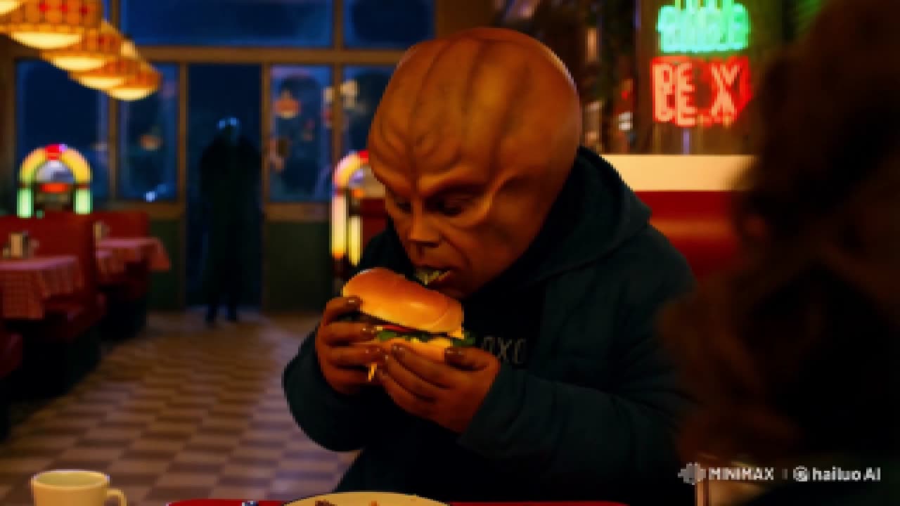 Alien Devouring A Fresh Burger