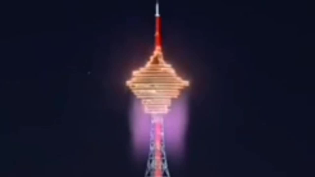 Qingdao TV Tower, China, New Year celebration.