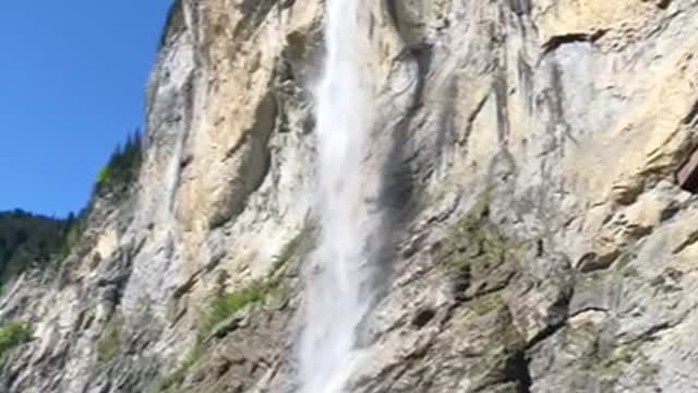 Staubbach Falls in Switzerland, good weather