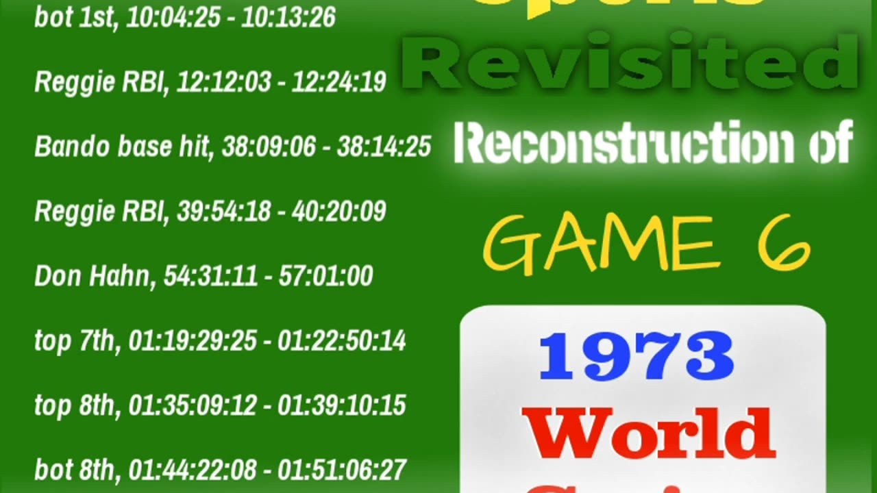 1973 World Series Game 6 New York Mets vs Oakland A's Reconstruction
