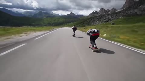 Downhill Withe Skateboarders