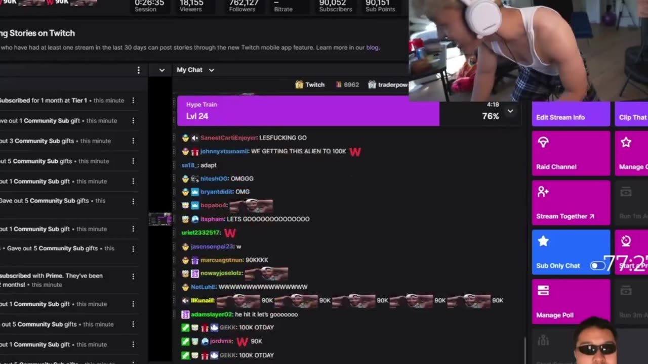 JasonTheWeen just hit 90K Subscribers 30 minutes after getting on unbanned on Twitch