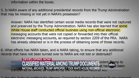 Material Recovered From Trump by Archives Included Classified Information