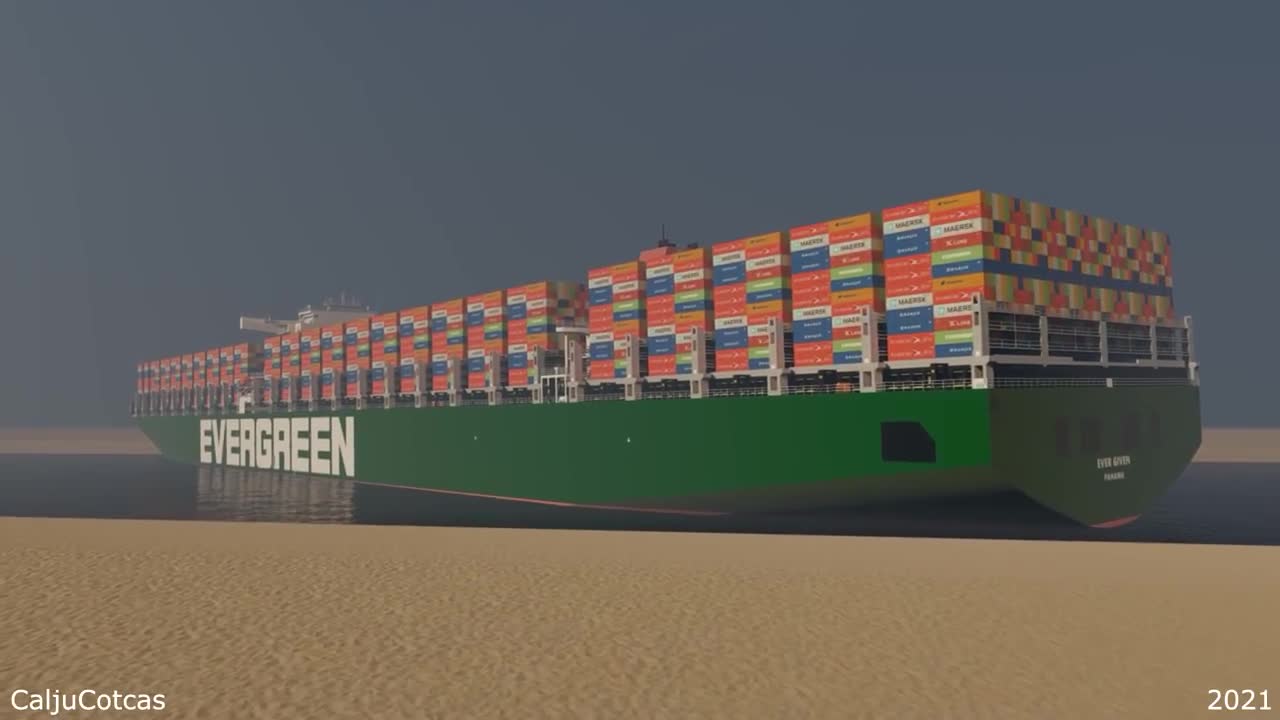 Animation of Ever Given Accident in Suez Canal