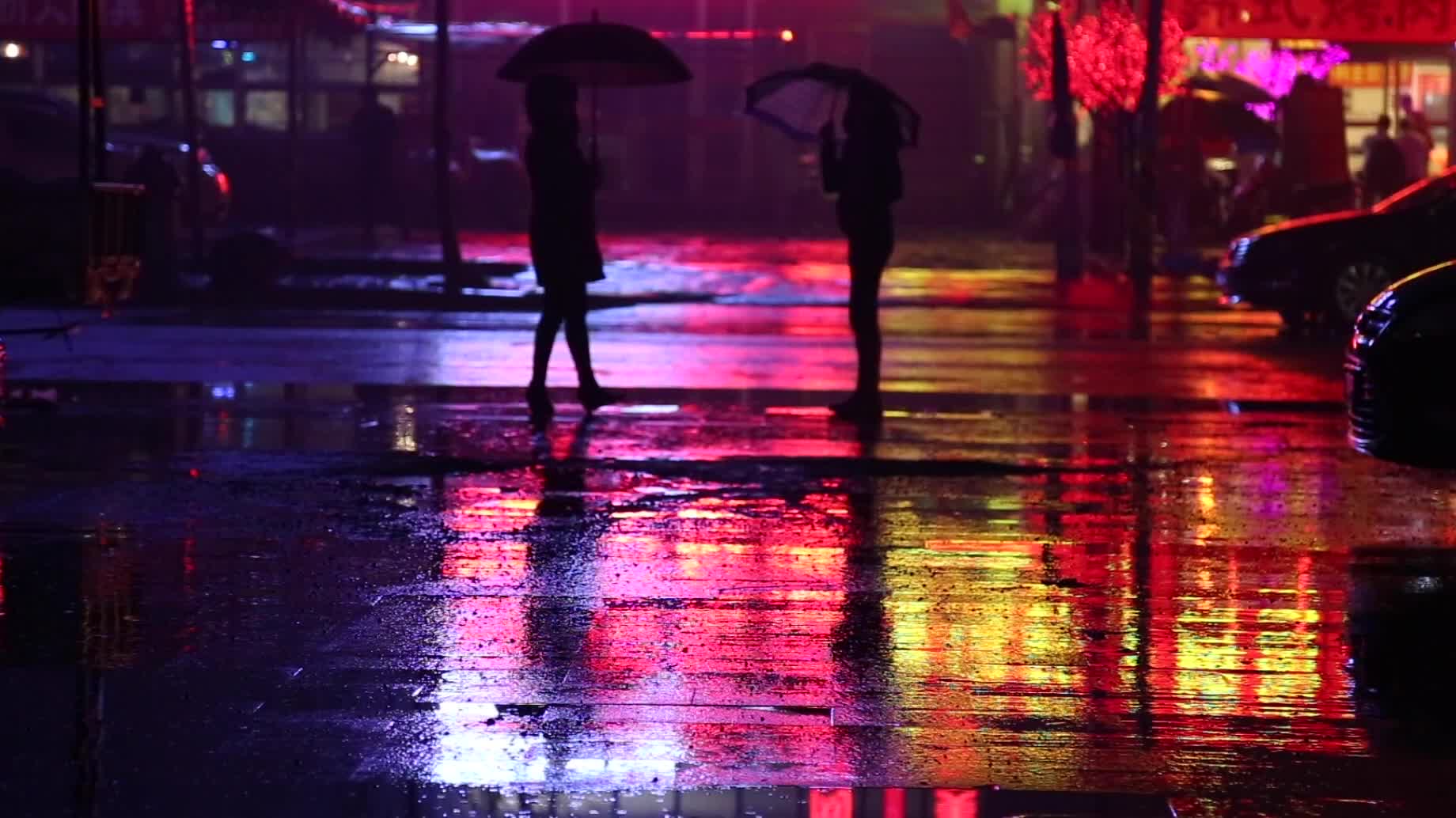 Romantic in a rainy night on the streets