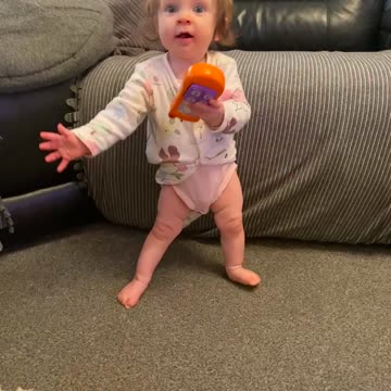 Babies first steps are caught on camera