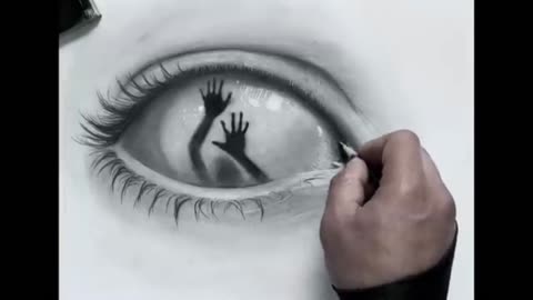 How to draw a realistic surreal eye, Step by step, Tutorial, ASMR drawing - PulsePop