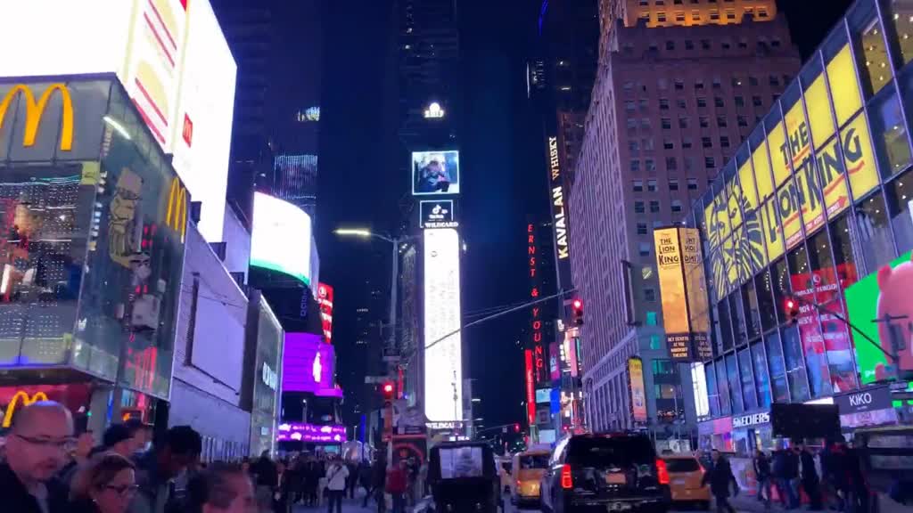 illuminated time square