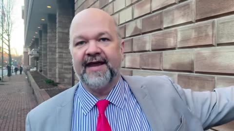 Robert Barnes speaks outside the Lancaster County Courthouse.