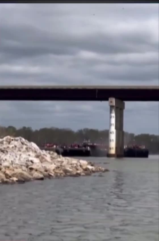Barge collides with bridge in Oklahoma