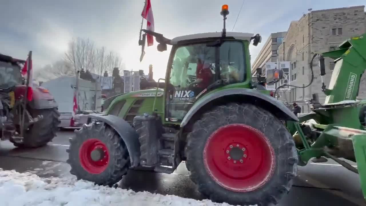 Phalanx of Farmers' Tractors in Toronto