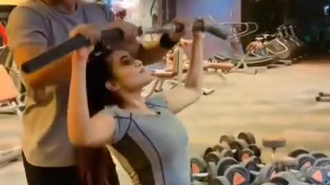 Beautiful girl in the gym Funny