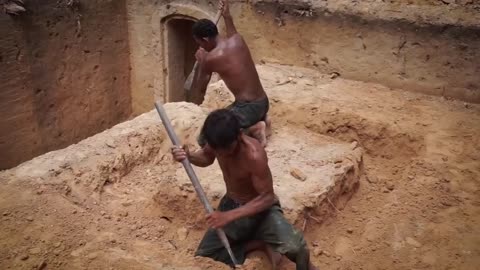 Building The Most Modern Underground House with Private Underground Living Room OUT OF DIRT😱😱!!