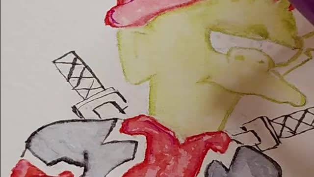 Deadpool and Elfo from Disenchantment mash-up. Watercolor marker art [Time-lapse]