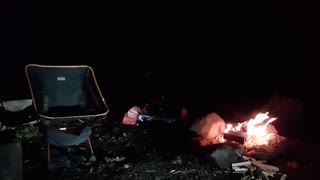 Position light test before filming a campfire vlog