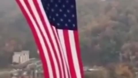 Patriots Hang Their American Flag