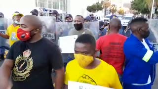 SASCO picketing outside National Parliament demanding 9million from the government.