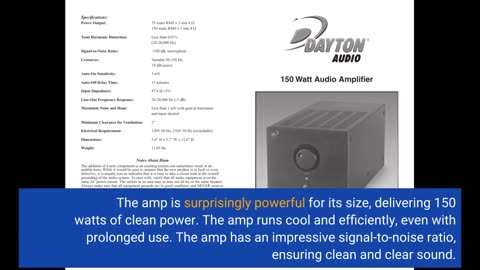 Dayton Audio APA150 150W Power #Amplifier-Overview