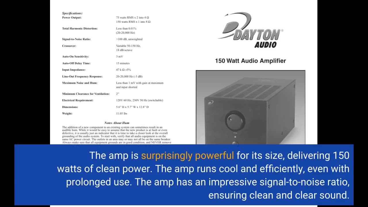Dayton Audio APA150 150W Power #Amplifier-Overview