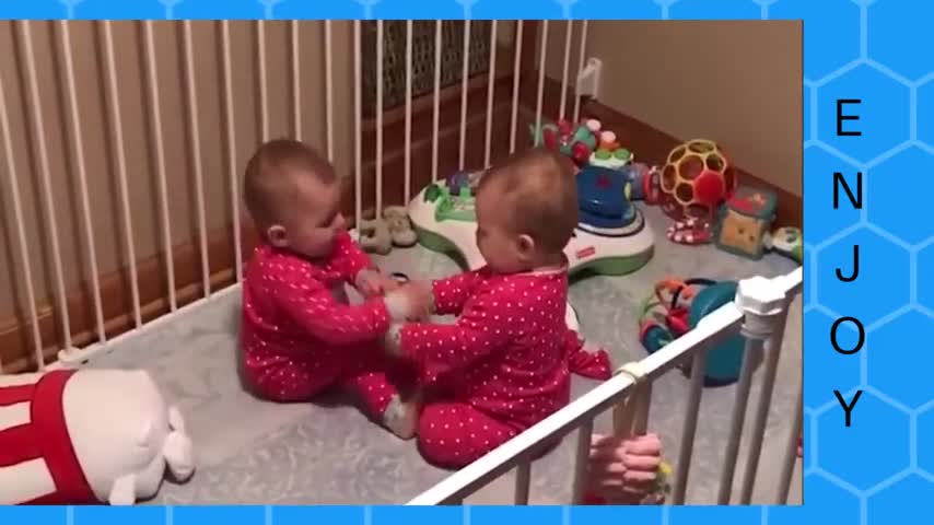 Cute Twin Babies fighting each other but adorable