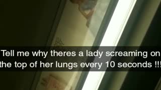 Lady screams as loud as she can on subway train