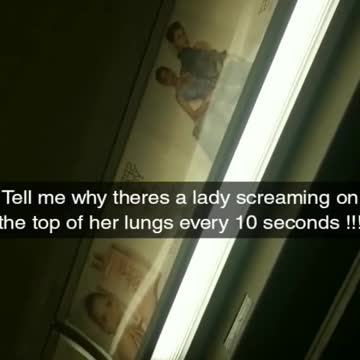 Lady screams as loud as she can on subway train