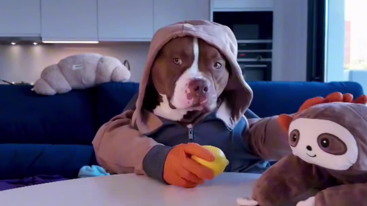 Dog Eats with His Hands Like a Pro!