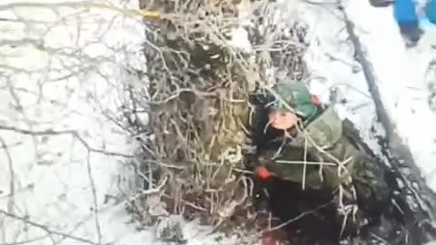 North Korean Soldier Stares Down Ukrainian Drone