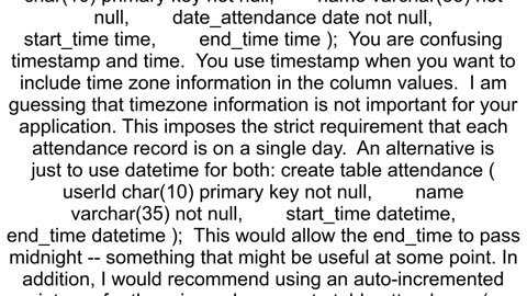 How to create time attribute in SQL