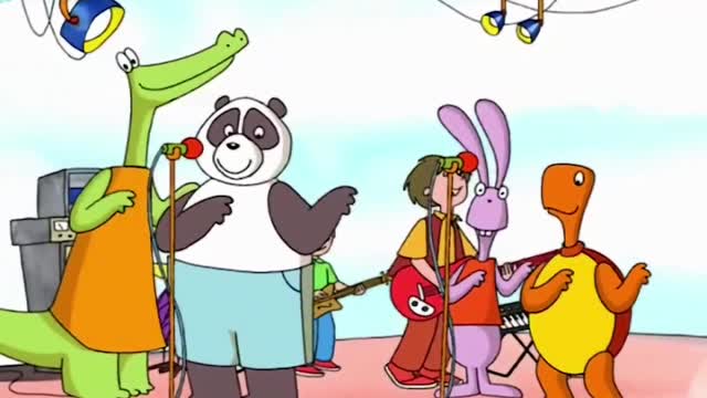 The little rabbit and its four best friends are very harmonious