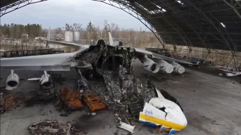 The Antonov plane fit under fire in the hangar