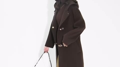 jacket -fall winter coat for women with hat 13271