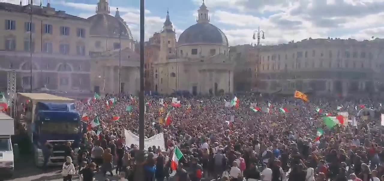 Rome, Italy: Protests Erupt as Vaccine Mandate Set to Begin Oct. 15, 2021