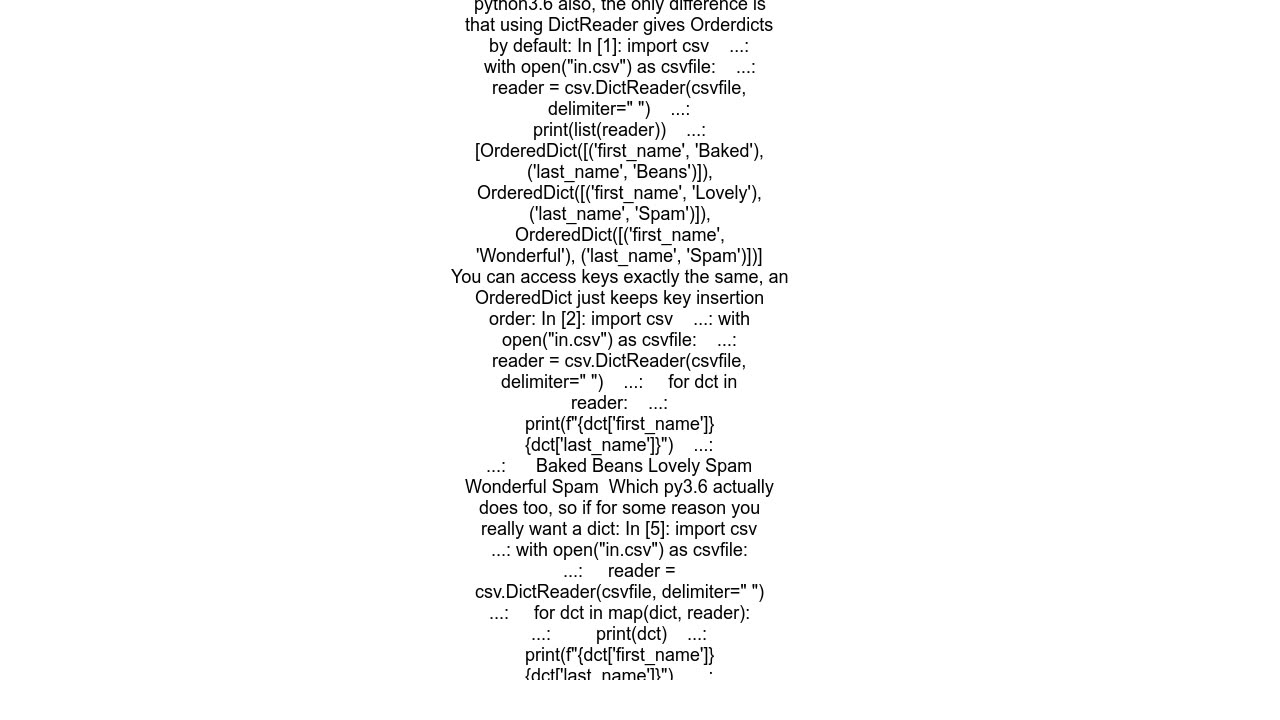 Convert a csvDictReader object to a list of dictionaries