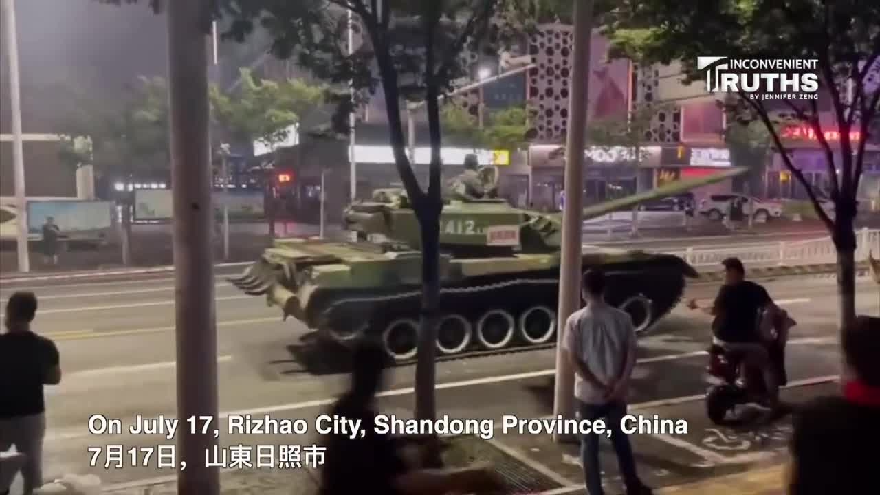 Tanks are being put on the streets in China to protect the banks.