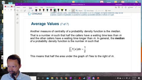 Calculus 2 - Section 8-5 - Example of finding the mean of a probability Density function