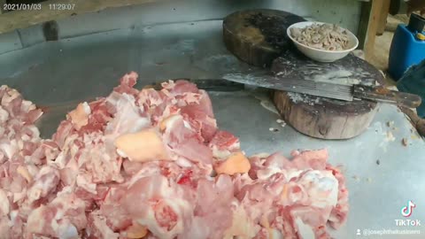 Raw pig intestine