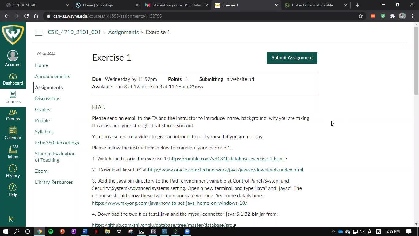 CSC4710 Excercise 1