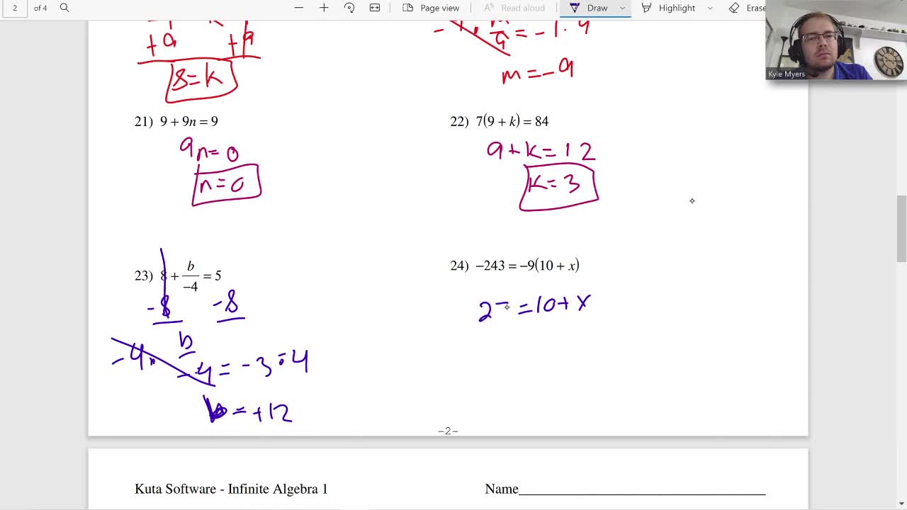 Two Step Equations- Algebra 1 Kuta Worksheet Series