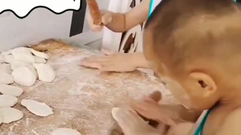 Cute baby making ruti