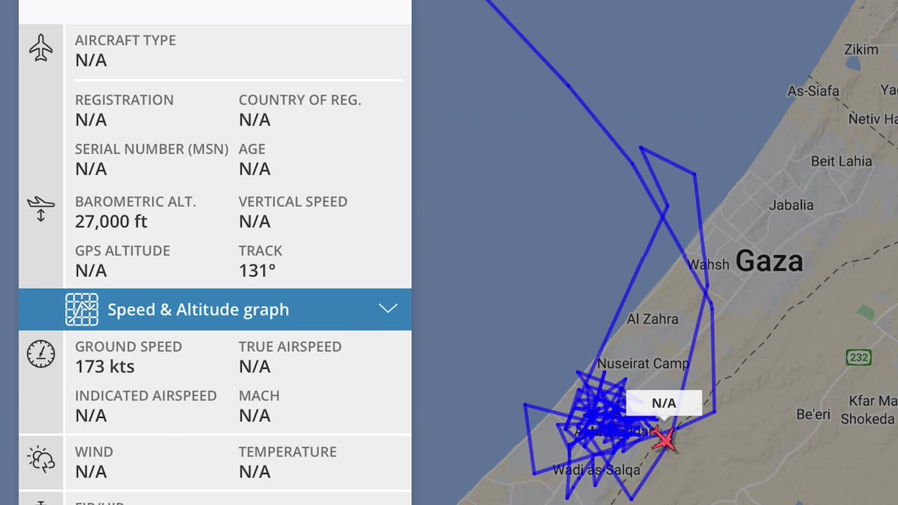 Military drone flight over Gaza, 23rd December 2023